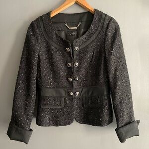 White House Black Market Elegant Black Tweed Women's Jacket